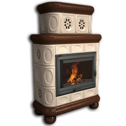 Каминная облицовка КимрПечь Медальон пристенная двухъярусная Шоколад